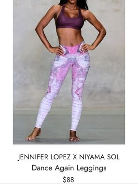 Niyama Sol J-lo Design "Dance Again" Watercolor Pink Floral HighRise Full Length